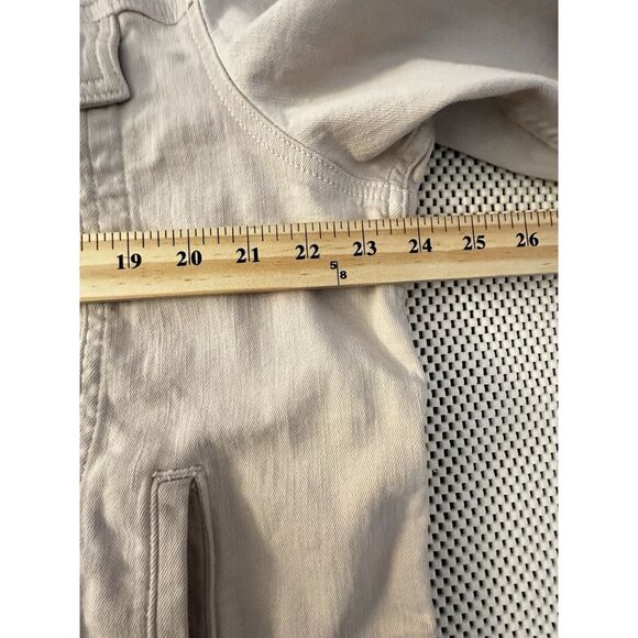Rebel Wilson Jacket Moto Trucker Raw Fray Hem Women Sz 3X Cream Ivory Jean Style - Picture 5 of 11